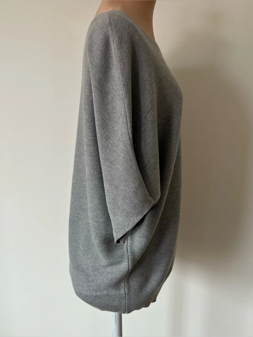 Quince Lightweight Cotton Cashmere Link-Stitch Dolman Heather Grey Sweater NWT S - Picture 10 of 16